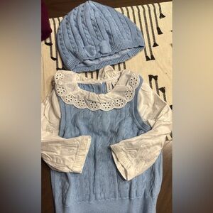 Janie and Jack Light Blue Cable Knit Set